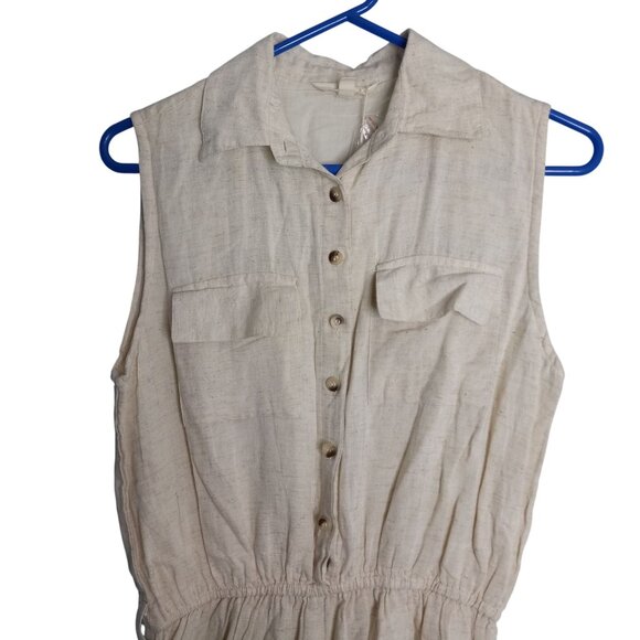 Sim & Sam Size M Medium Romper Linen Blend Lined Sleeveless Button Front NEW - Picture 6 of 6